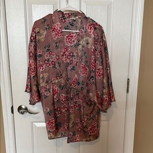 Cotton Candy Rose-Pink Floral Kimono